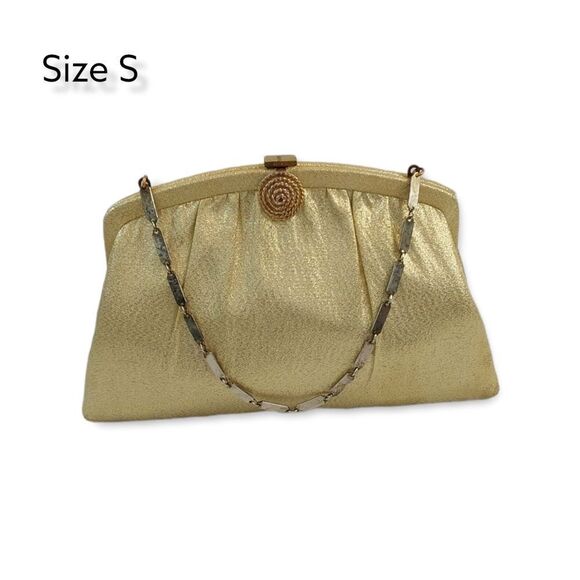 Harry Lavine Handbags - Harry Lavine Women's Gold Metalic Clutch Handbag W/ Chain Handles & Clasp Close.